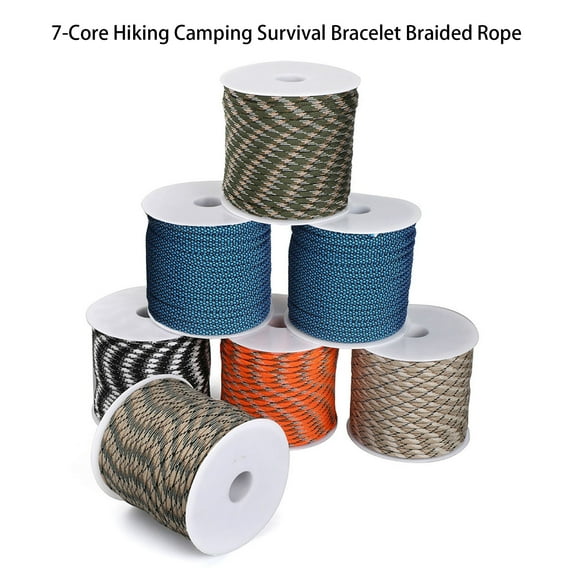 1 Roll 50m Parachute Cord Non-breakable Good-toughness High Tensile 7-Core Hiking Camping Survival Bracelet Braided Rope Outdoor Supply