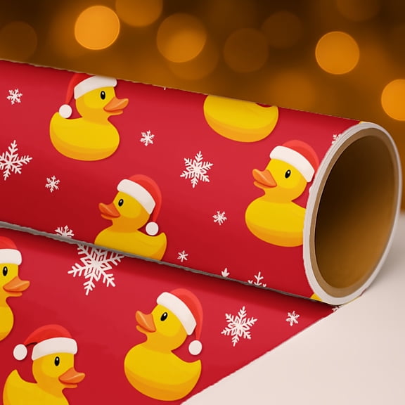 1 Roll 58"x23" Duck Christmas Snowflake Wrapping Paper - PP Material Santa Red Print for Christmas/New Year/Valentine's Day/Back-to-School & Parties