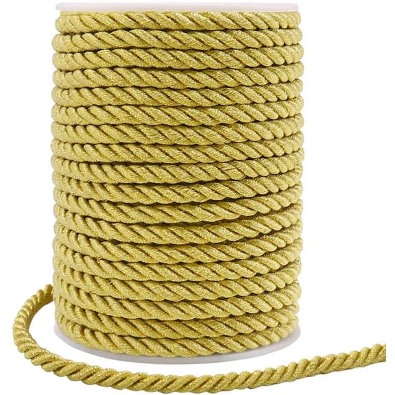 1 Roll 59 Feet 5mm Twisted Cord Trim Gold Decorative Rope Curtain Tieback Upholstery Honor Home Decor