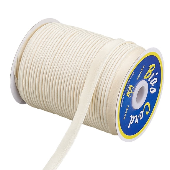 1 Roll 66M Polyester Satin Cord Lid Trim Rope Edge Ribbon Flat Floral White 3/8~1/2 inch(11~13mm) 72.18 Yards(66m)/Roll