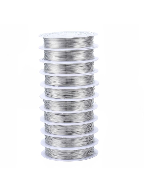 1 Roll 82.02 Feet(25m) 0.3mm Copper Jewelry Round Craft Copper Wire Stringing Materials for DIY Bracelets Necklace Beading Jewelry Making and Crafts Silver Color Plated 28 Gauge for DIY