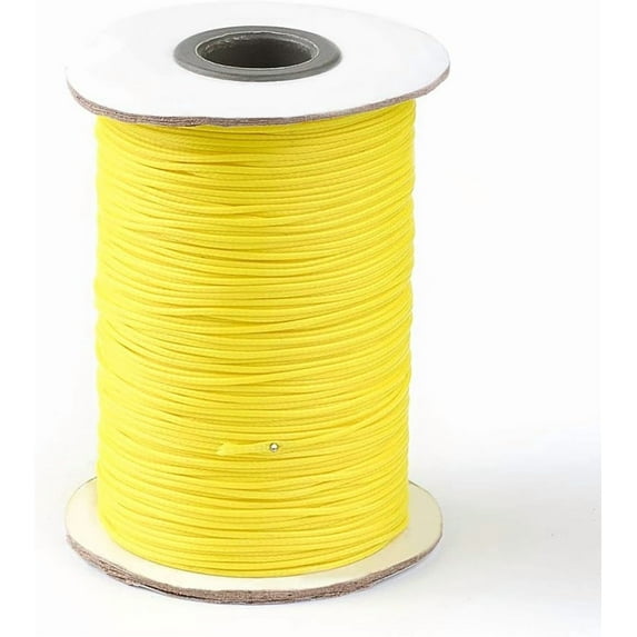 1 Roll About 88 Yards Korean Waxed Polyester Cord 1mm Macrame Craft DIY Thread Rattail Beading String for Jewelry Making Chinese Knotting Kumihimo Shamballa Friendship - Yellow