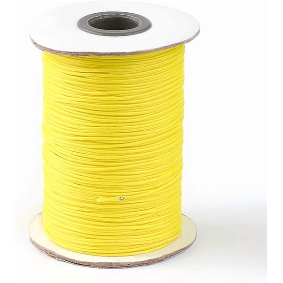 1 Roll About 88 Yards Korean Waxed Polyester Cord 1mm Macrame Craft DIY Thread Rattail Beading String for Jewelry Making Chinese Knotting Kumihimo Shamballa Friendship - Yellow