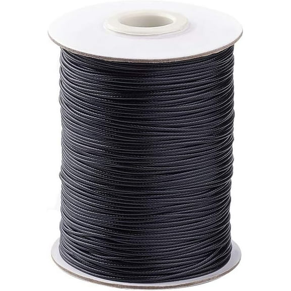 1 Roll 88 Yards Korean Waxed Polyester Cord 1mm Macrame Craft DIY Thread Rattail Beading String for Jewelry Making Chinese Knotting Kumihimo Shamballa Friendship - Black