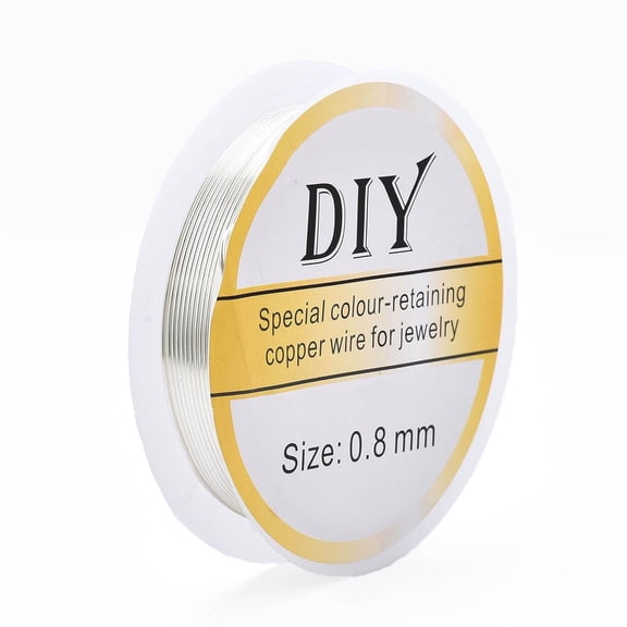 1 Roll 9.84 Feet(3m) 0.8mm Round Copper Jewelry Wire Long-Lasting Plated Stringing Materials for DIY Bracelets Beading Jewelry Making and Crafts Silver Color Plated 20 Gauge Gold