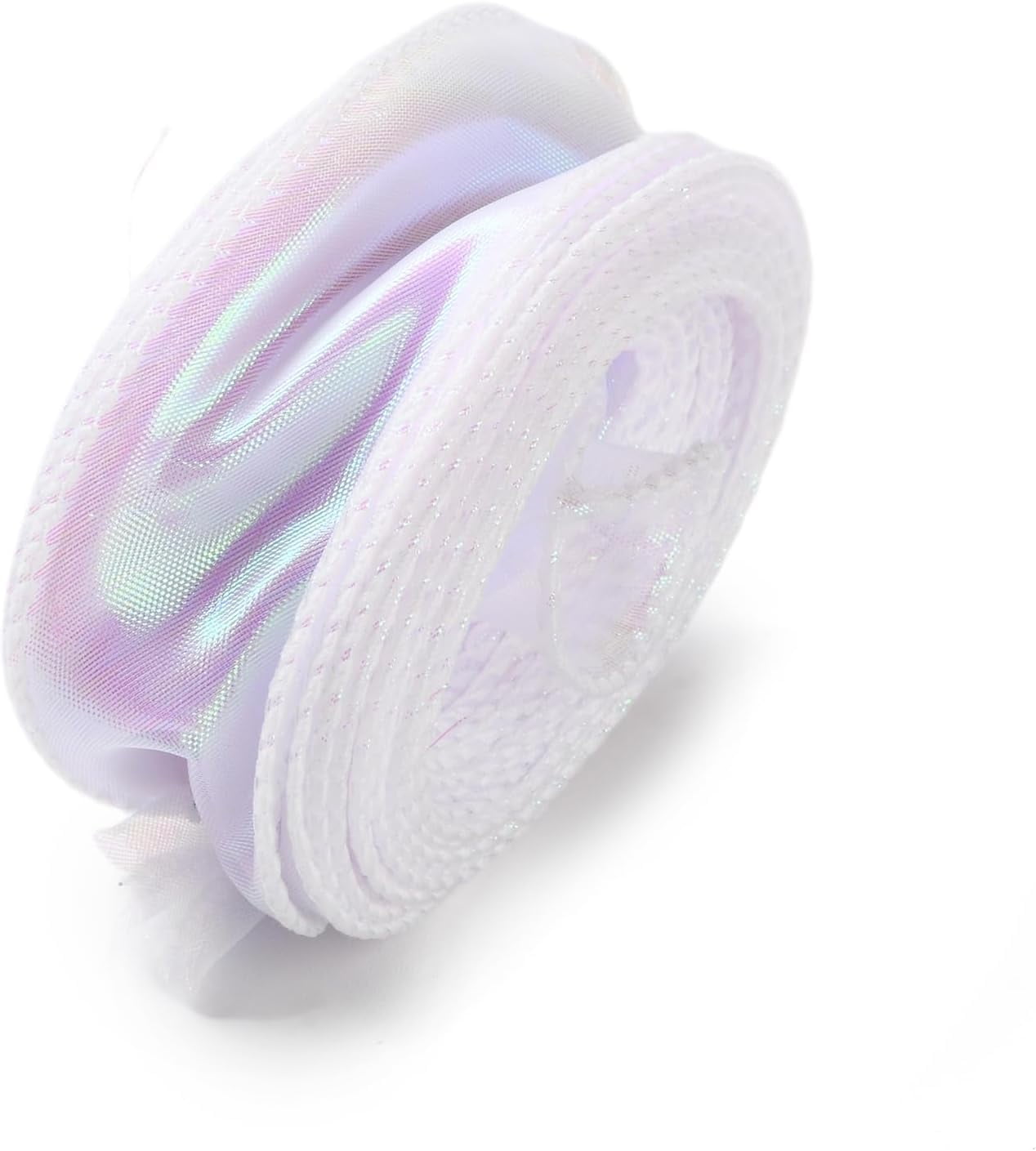 1 Roll 9.84 Yards Fishtail Yarn Iridescent Ribbon White Ribbon Accessory Iridescent DIY Making Materia for Gift Wrapping Shower Wedding Bridal Bouquets Holiday Decor 1-5/8 inch(40mm) for DIY