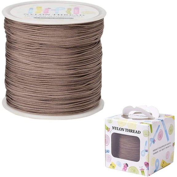 1 Roll 98 Yards Nylon Craft Thread Cord 0.8mm Satin Trim Cord Chinese Knotting Beading Cord for DIY Jewellery Making Macrame Kumihimo Shamballa Friendship Bracelets - Camel