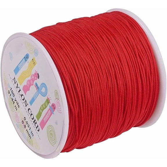 1 Roll 98 Yards Nylon Craft Thread Cord 0.8mm Satin Trim Cord Chinese Knotting Beading Cord for DIY Jewellery Making Macrame Kumihimo Shamballa Friendship Bracelet - Red Red DIY