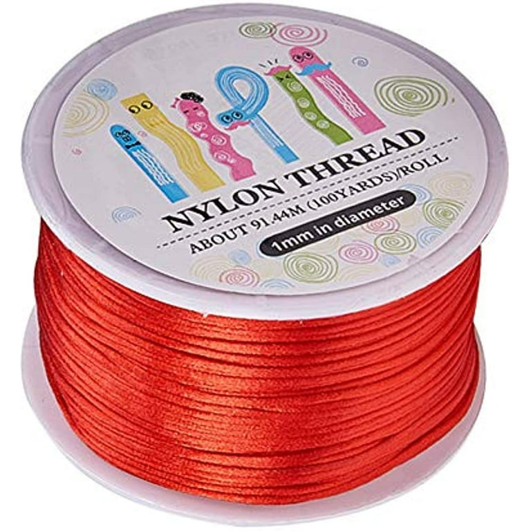 1 Roll About 100 Yards Rattail Nylon Thread Cord 1mm Shiny Satin