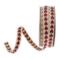 thumbnail image 1 of 1 Roll Beige Cotton Ribbon Roll with Red Heart Stitched Cotton Stitiched Ribbon Jacquard Jumper Webbing for DIY Crafts Wrapping Gifts, 3/8 inch x 10 Yards, 1 of 3