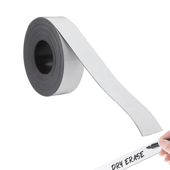 1 Roll Blank Magnetic Label Tape for Whiteboards & Fridge Topboutique 1" Wide Reusable Writable Dry Erase Magnet Strips for DIY Crafts, Office, Home Organization (White)