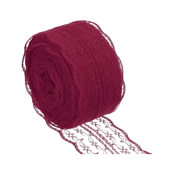 1 Roll Burlap Wired Ribbon, Lace Ribbon Vintage Crochet Lace Roll Trim Polyester Scalloped Lace Edge Trimming Bulk for Sewing Making Craft Wedding Dress Bouquet Gift Wrapping 1.77"