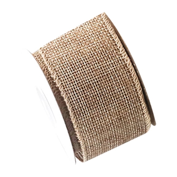 1 Roll Burlap Wired Ribbon, Wired Edge Burlap Ribbon for Gift Wrapping, Big Bow, Wreath, and Christmas Tree Decoration 1.57 x 4.5m