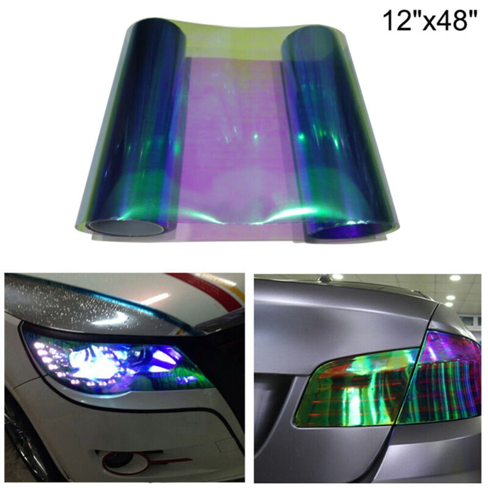 1 Roll Car Chameleon Light Blue Headlight Taillight Fog Light Vinyl Tint Film 12X48 Inch Exterior Accessories