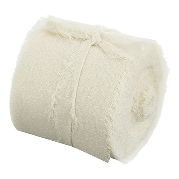 1 Roll Chiffon Ribbon, Handmade Fringe Chiffon Silk Ribbon, Rustic Chic Design Ribbon for Wedding Invitations, Bridal Bouquets Wrapping, Flower Arrangement Decoration