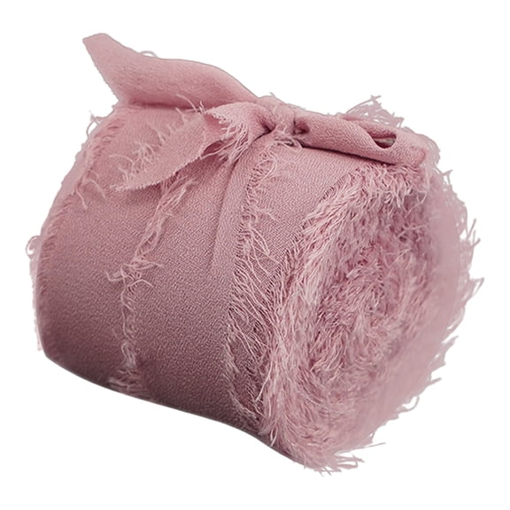 1 Roll Chiffon Ribbon, Handmade Fringe Chiffon Silk Ribbon for Gift Wrapping Wedding Invitations Bridal Bouquets Crafts Home Decor 1.5" Wide x 5 Yard