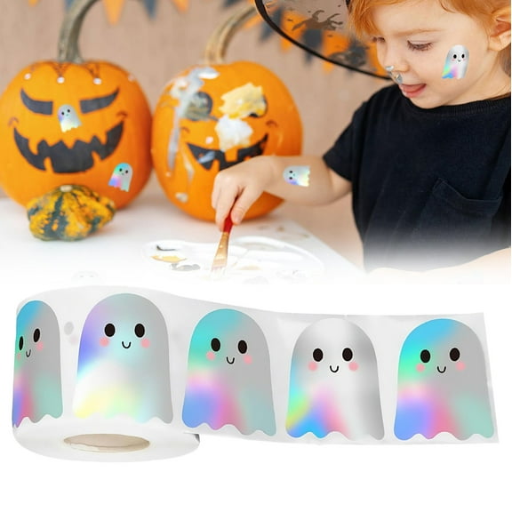 1 Roll Clearance Under $3 Ghost Stickers Ghost Sticker For Window, Paper Ghost Sticker Roll White