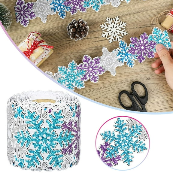 1 Roll Clearance Under $3 Stickers Border Sticker Paper For Craft Using 500-Pack Border Stickers 500-Piece Snowflake Border Sticker Blue