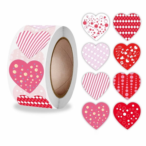 1 Roll Clearance Under $3 Stickers Heart Sticker Pvc For Gift Romantic Heart Sturdy (A)