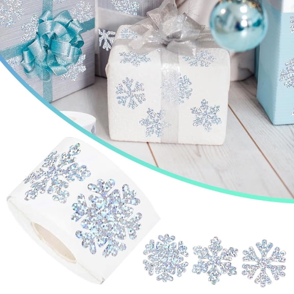 1 Roll Clearance Under $3 Stickers Snowflake Sticker For Craft, Paper 500-Piece Snowflake Sticker Roll White