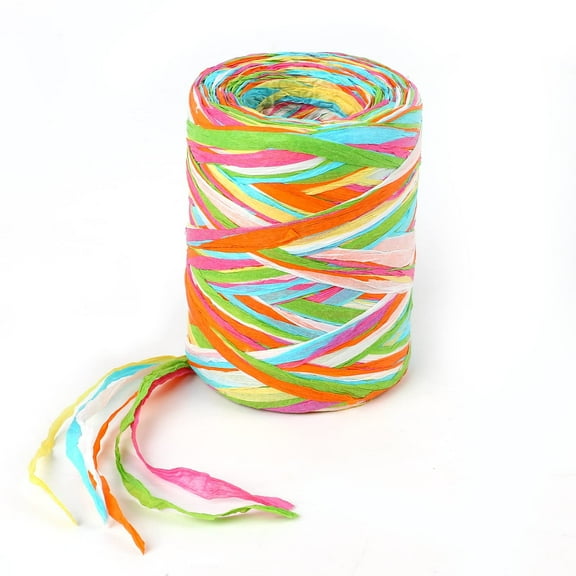 1 Roll Colored Raffia Paper Ribbon, 262ft/80m Craft Raffia Paper String Twine for Easter Spring Gift Wrapping DIY Craft Supply, Colorful 1