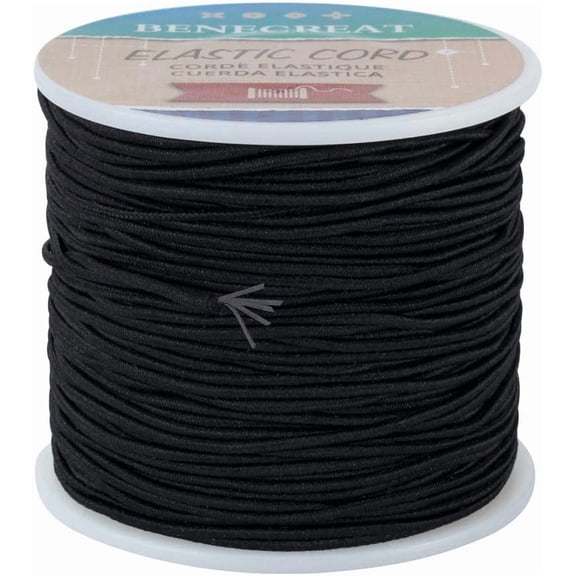 1 Roll Core Spun Elastic Cord Black 1.5mm 70m/roll