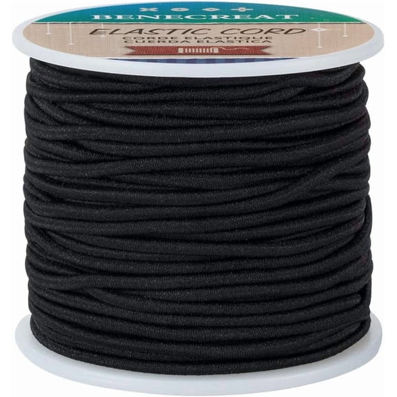 1 Roll Core Spun Elastic Cord Black 2.5mm 35m/roll