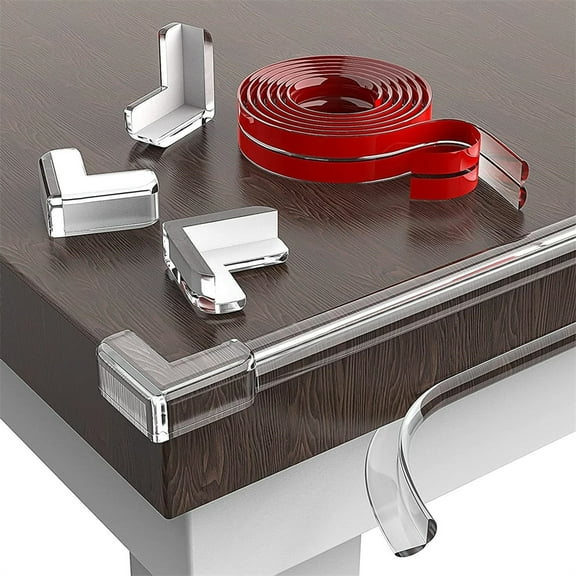 1 Roll Corner Protector with 4 L Shaped Soft Corners,6.6Ft Table Sharp Corners Adhesive Tape,Clear Furniture Corner Guards,Edge Safety Bumpers,for Cabinet Crib Proofing By Scheam