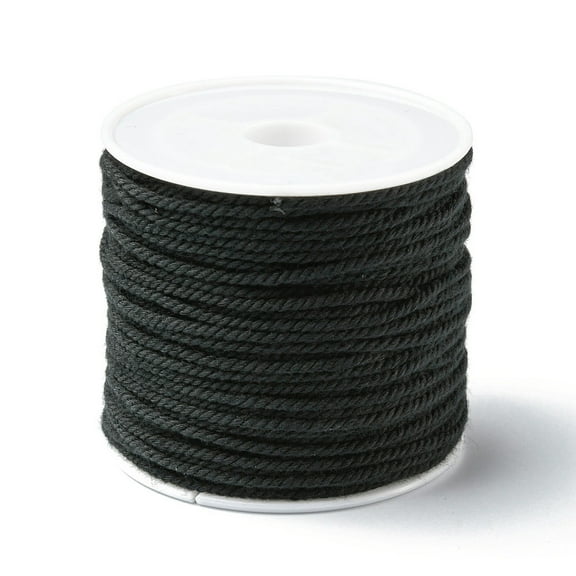 1 Roll Cotton Braid Thread with Spool Round Black 1.2mm about 21.87 Yards(20m)/Roll
