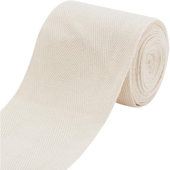 1 Roll Cotton Herringbone Ribbon Garment Accessories White 3-1/8 inch(80mm) 5.47 Yards(5m)/Roll