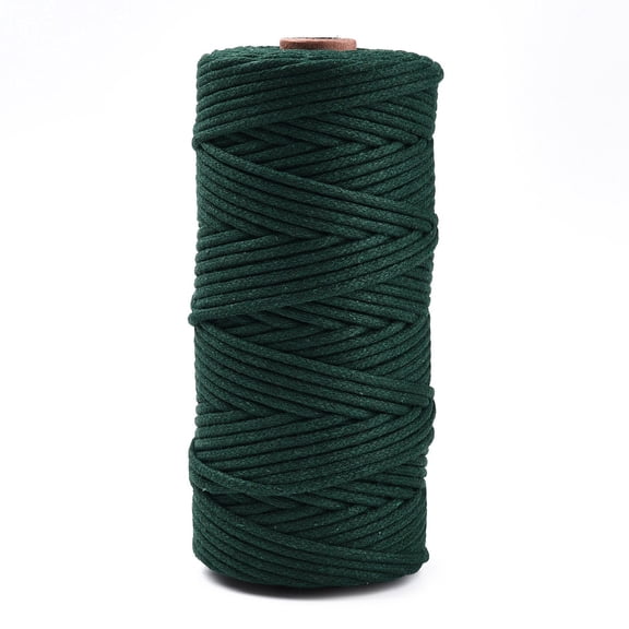 1 Roll Cotton String Threads Macrame Cord Decorative Gift Wrapping and Jewelry Making Dark Green 3mm about 109.36 Yards(100m)/Roll.