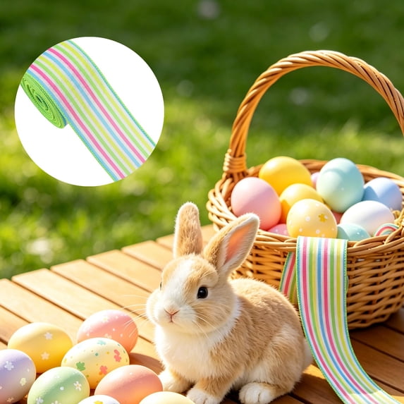 1 Roll Easter Wired Edge Ribbon, 2.5 Inch Wide X 5 Yards Burlap Ribbon ...