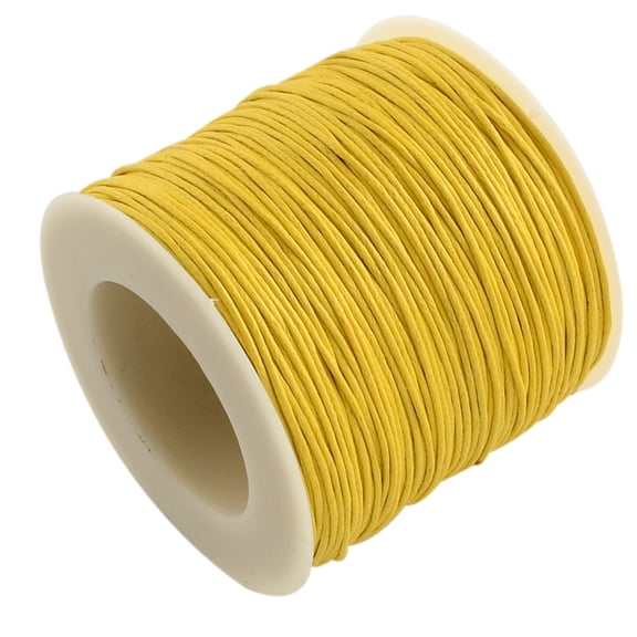 1 Roll Eco-Friendly Waxed Cotton Thread Cords Macrame Beading Cords for Bracelet Necklace Jewelry Making Gold 1mm about 100yards/roll