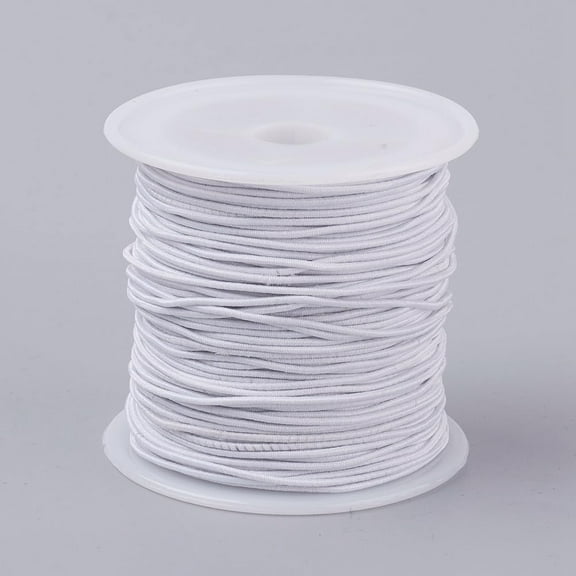 1 Roll Elastic Cord White 1mm Diameter 22.96 Yards (21m) Roll Round Fabric Cord for Crafting Sewing Projects Bagged Packaging