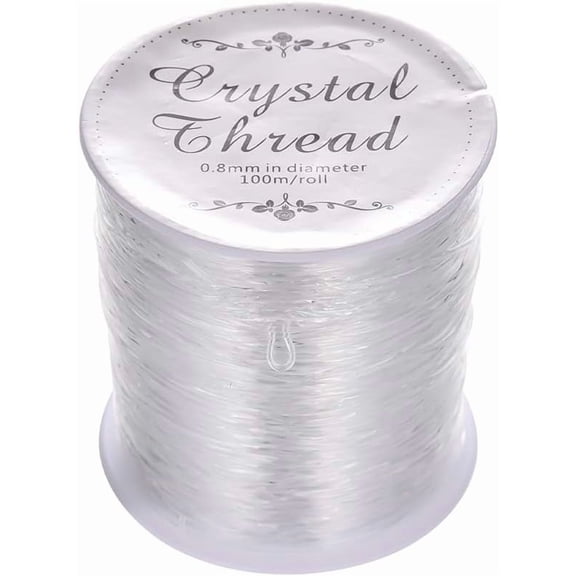 1 Roll Elastic Thread Stretch Bracelet String Round Clear 0.8mm 109.36 yards(100m)/roll for Handmade