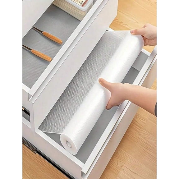 1 Roll Eva Kitchen Cabinet Drawer Shelf Liner Non Slip Waterproof Fridge Table Mat Easy To Clean Protective Padding For Shelves