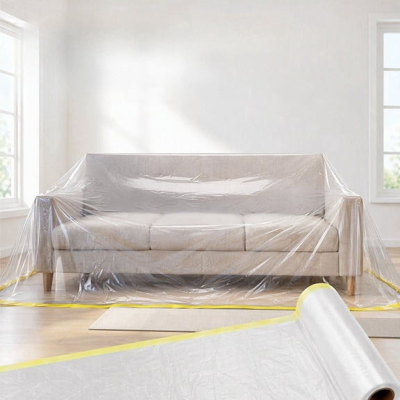 1 Roll Extra Large Clear LShape Sectional Sofa Protector Bag,177"x787" Waterproof Dustproof Moving Storage Cover
