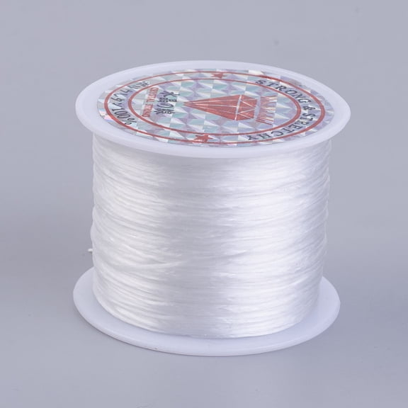 1 Roll Flat Elastic Crystal String Elastic Beading Thread for Stretch Bracelet Making White 0.5mm about 49.21 yards(45m)/roll