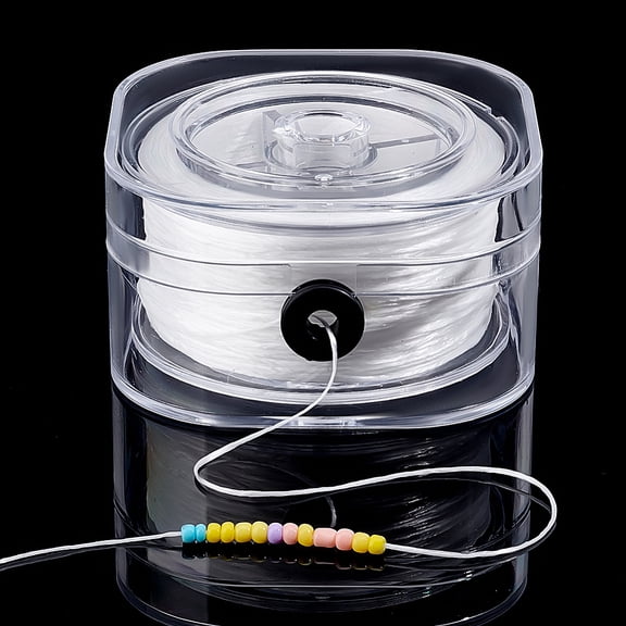 1 Roll Flat Elastic String Elastic Beading Thread for Stretch Bracelet Making White 0.6x0.3mm about 131.23 Yards(120m)/Roll