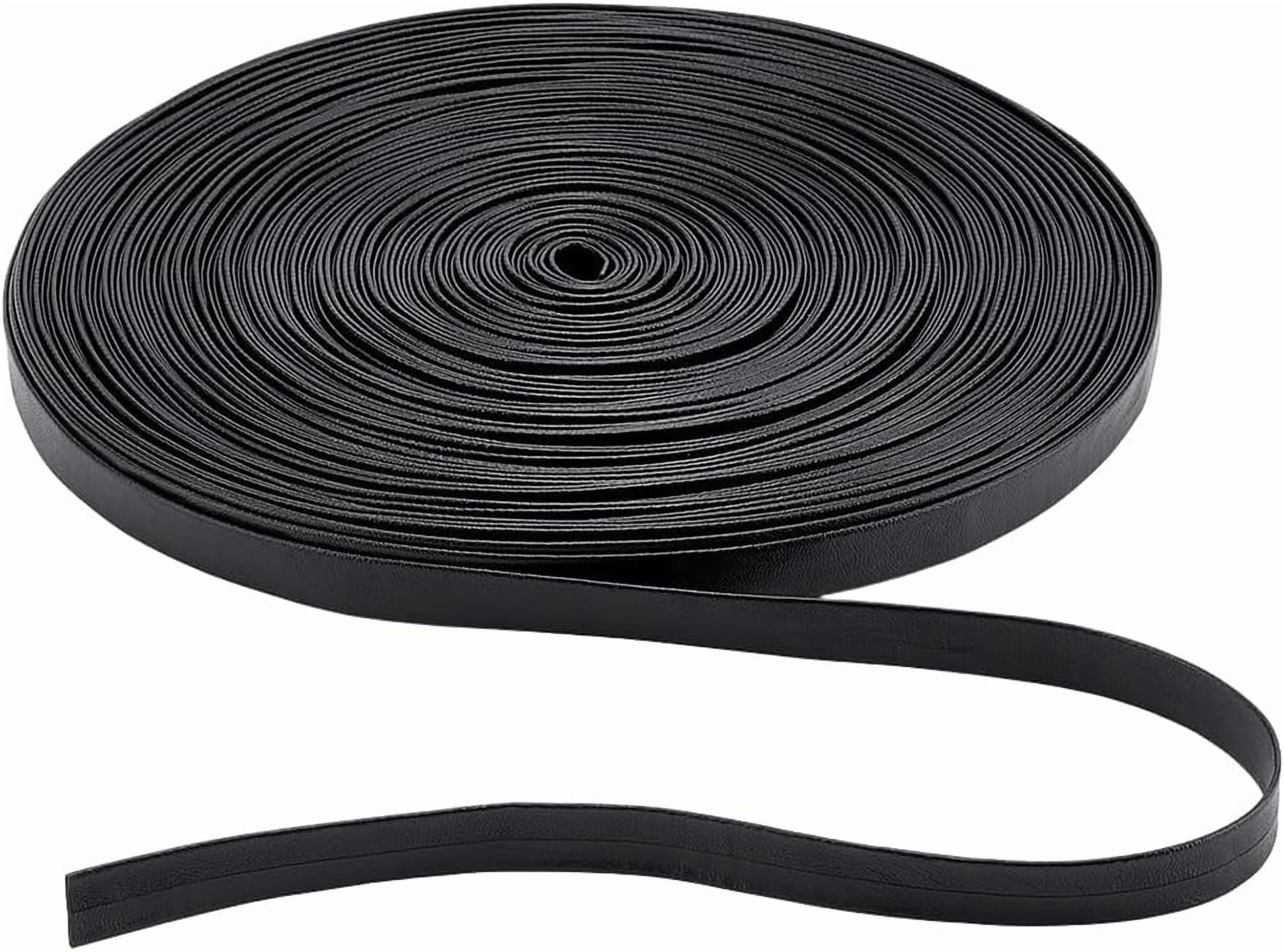 1 Roll Flat PU Leather Cords DIY Bracelet String Clothing Bags Edge Accessories Black 15mm