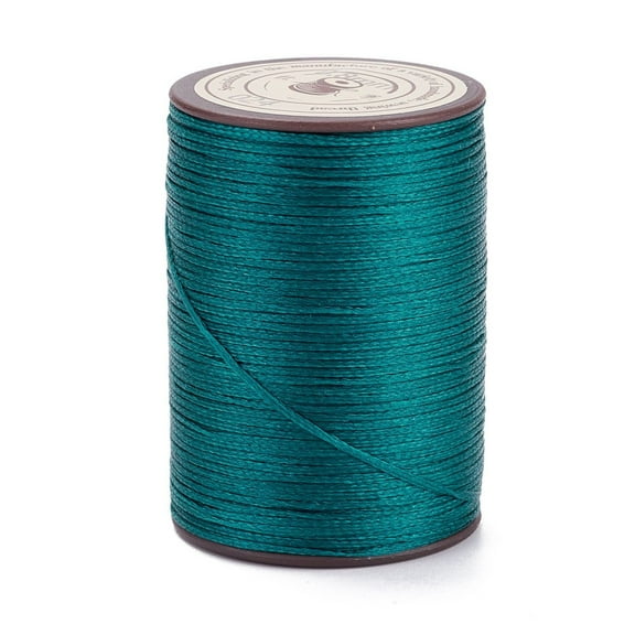 1 Roll Flat Waxed Polyester Thread String Micro Macrame Cord for Leather Sewing Stitching Teal 0.8~0.9x0.3mm 109.36 Yards(100m)/Roll DIY