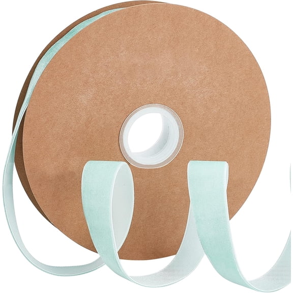 1 Roll Flocking Ribbon Single Side for Gift Packing Party Decoration Pale Turquoise 25x1.3mm 20yard/roll