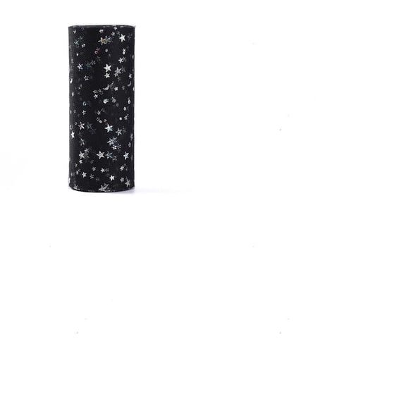 1 Roll Glitter Sequin Deco Mesh Ribbons Tulle Fabric Tulle Roll Spool Fabric For Skirt Making Moon Star Pattern Black 6 inch(15cm)