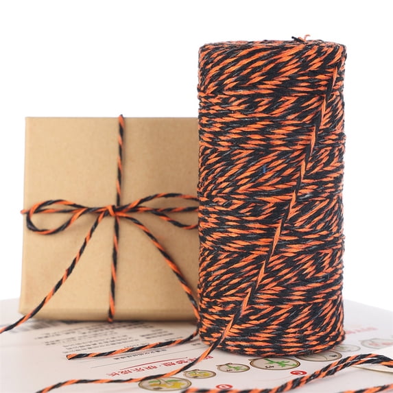 1 Roll Halloween Twine Orange and Black Cotton Twine String 2mm Bakers Twine String 328 Feet Twine for DIY Crafts Gift Wrapping Halloween Party Decoration Gift Tags