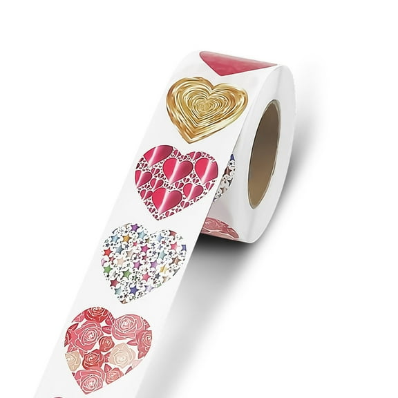 1 Roll Heart Shaped Sticker, 1inch Love Heart Labels for Valentines Day, Invitation, Envelopes, Crafting, Scrapbooking