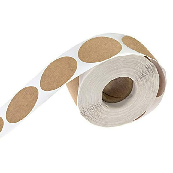 1 Roll 1 Inch Natural Brown Craft Gift Tag Stickers Blank Permanent Adhesive Kraft Label Stickers for Christmas Gifts Mason Jars Glass Bottles 500 Pieces Stickers per Roll Round Shaped