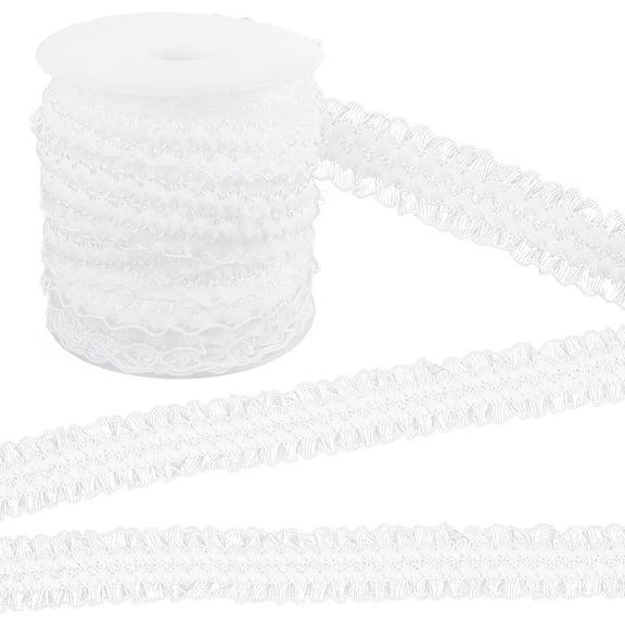 1 Roll Knitted Fish Line Nylon Elastic Lace Trim Stretchy Flower Lace Ribbon For Sewing Decoration 1Pc Plastic Thread Bobbins White 1 inch(25mm)