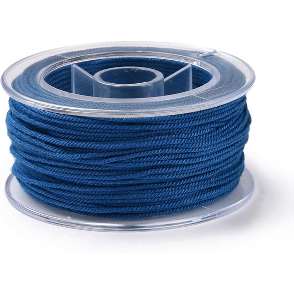 1 Roll Macrame Cotton Cord Rope with Plastic Reel for Wall Hanging Crafts Gift Wrapping Blue 1.2mm about 26.25 Yards(24m)/Roll creative