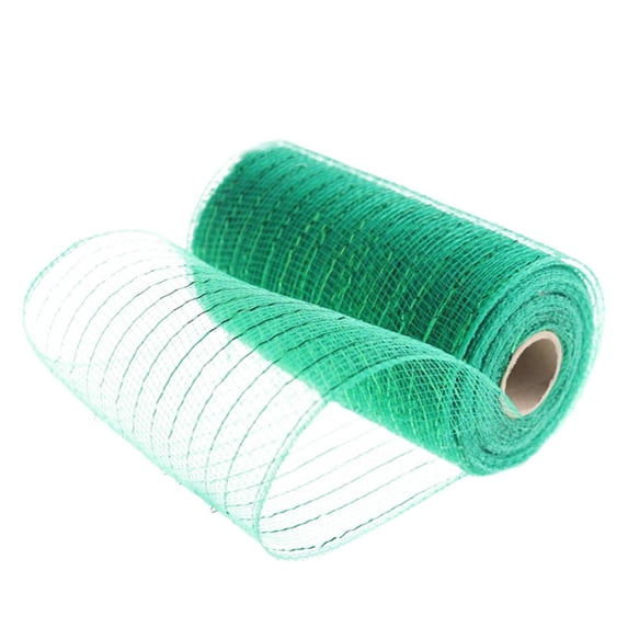 1 Roll Metallic Line Deco Mesh Ribbon 6INx30FT, Metallic Foil Deco Poly Mesh Roll for Front Door Wreath Making, Craft Mesh Ribbon Roll for for Christmas Party Wedding Home Decor