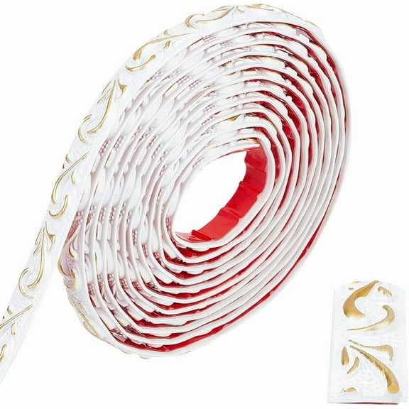 1 Roll Molding Trim Wall Trim Plastic Self-Adhesive Flexible DIY Wall Trim Peel and Stick Trim for Molding Golden TV Background Wall Trim Home Wall Decor Gold